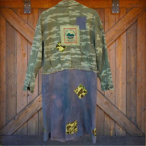 Upcycled sanctuary camouflage camo frayed post Apocalyptic scavenger jacket - Picture 3 of 16